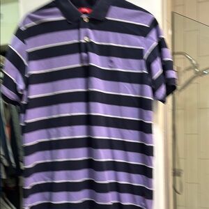 Striped Purple and Navy Men's Polo Shirt